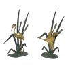 Mid Century Beeldjes Reiger en Eend Messing Groen Metaal 35cm