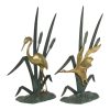 Mid Century Beeldjes Reiger en Eend Messing Groen Metaal 35cm