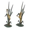 Mid Century Beeldjes Reiger en Eend Messing Groen Metaal 35cm