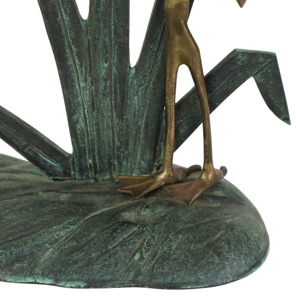 Mid Century Beeldjes Reiger en Eend Messing Groen Metaal 35cm