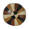Vintage Rond Patchwork Kussen Dubbelzijdig Skai Kunstleer 44cm Vintage Rond Patchwork Kussen Dubbelzijdig Skai Kunstleer 44cm