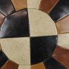 Vintage Rond Patchwork Kussen Dubbelzijdig Skai Kunstleer 44cm Vintage Rond Patchwork Kussen Dubbelzijdig Skai Kunstleer 44cm
