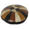 Vintage Rond Patchwork Kussen Dubbelzijdig Skai Kunstleer 44cm Vintage Rond Patchwork Kussen Dubbelzijdig Skai Kunstleer 44cm