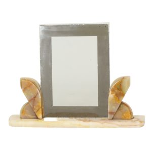 Grote Art Deco Fotolijst Schilderij Onyx Marmer met Spiegelrand