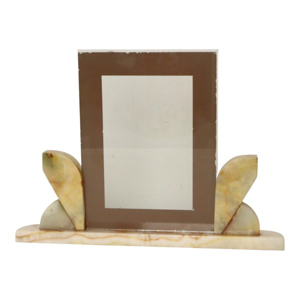 Grote Art Deco Fotolijst Schilderij Onyx Marmer met Spiegelrand