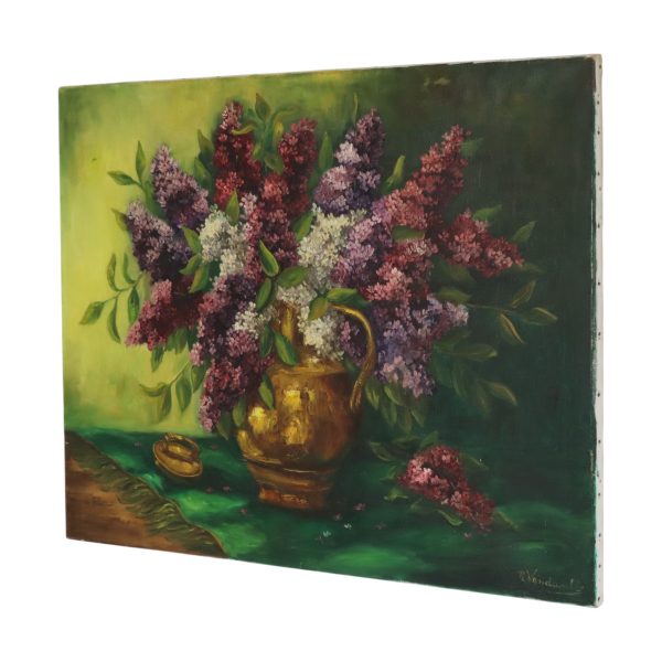 Groot Kleurrijk Bloemen Stilleven met Seringen Schilderij 90x70cm