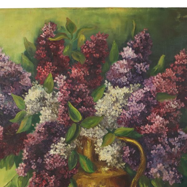 Groot Kleurrijk Bloemen Stilleven met Seringen Schilderij 90x70cm