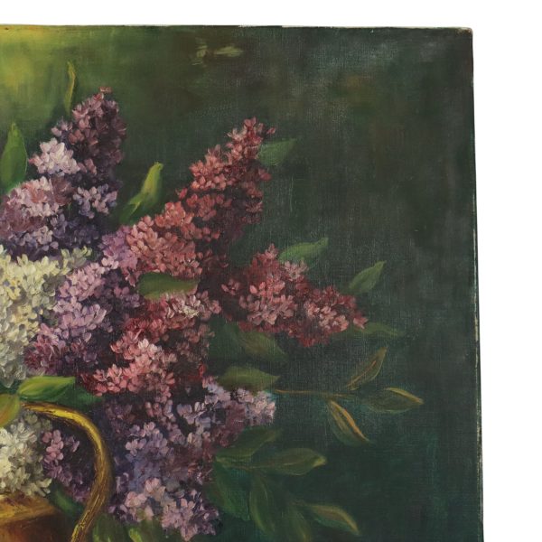 Groot Kleurrijk Bloemen Stilleven met Seringen Schilderij 90x70cm