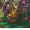 Groot Kleurrijk Bloemen Stilleven met Seringen Schilderij 90x70cm