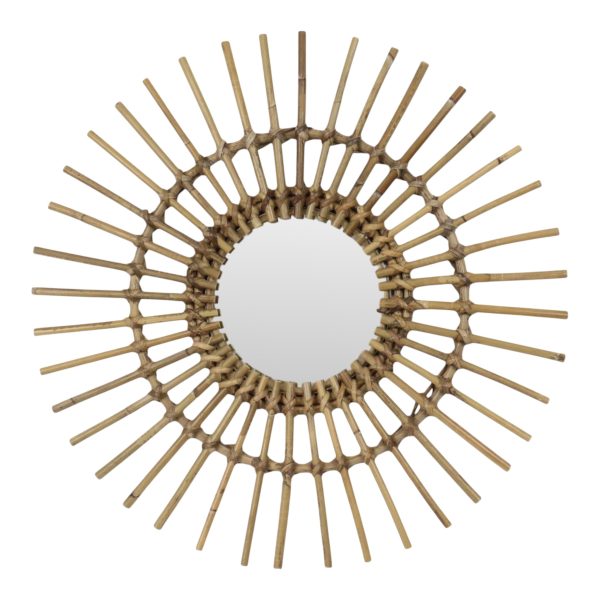 Mid Century Rotan en Bamboe Sunburst Spiegel Frankrijk 58cm Mid Century Rotan en Bamboe Sunburst Spiegel Frankrijk 58cm