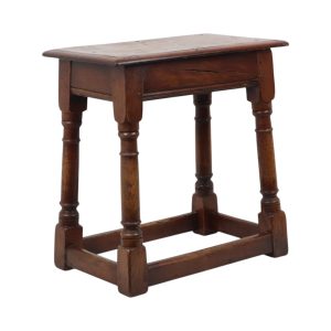 Antieke Massief Eiken Kruk Engelse Joint Stool 19de Eeuw