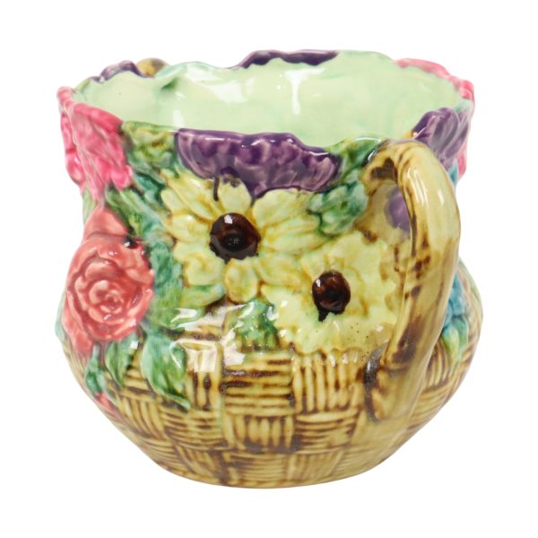 Kleurrijke Art Nouveau Bloempot Cache Pot Majolica Frankrijk Kleurrijke Art Nouveau Bloempot Cache Pot Majolica Frankrijk
