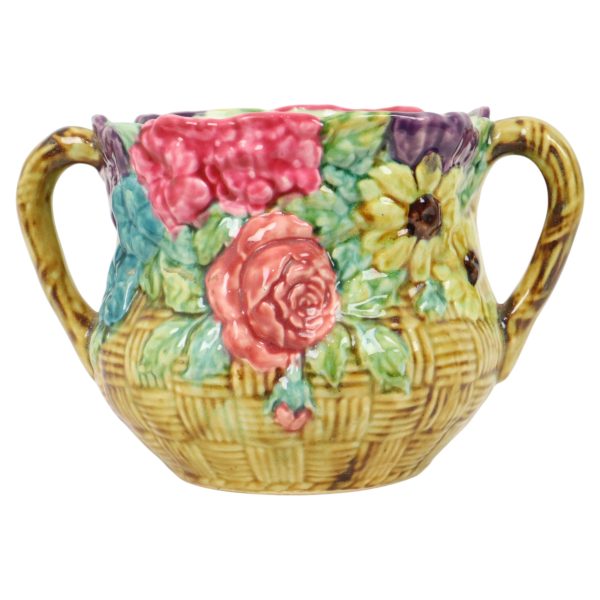 Kleurrijke Art Nouveau Bloempot Cache Pot Majolica Frankrijk Kleurrijke Art Nouveau Bloempot Cache Pot Majolica Frankrijk
