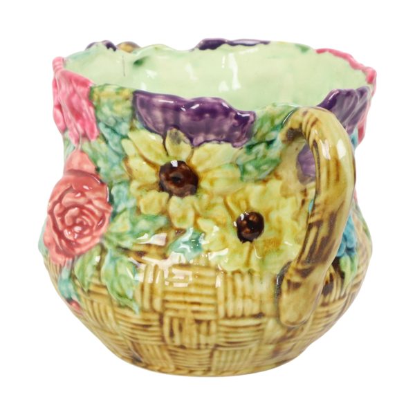 Kleurrijke Art Nouveau Bloempot Cache Pot Majolica Frankrijk Kleurrijke Art Nouveau Bloempot Cache Pot Majolica Frankrijk