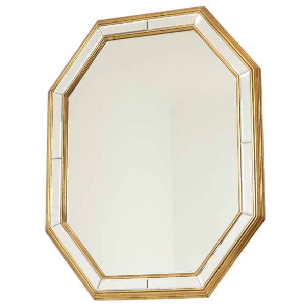 Grote Achthoekige Deknudt Spiegel Hollywood Regency Stijl