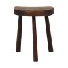 Rustieke Houten Driepoot Melkkruk Wabi Sabi Frankrijk 43cm