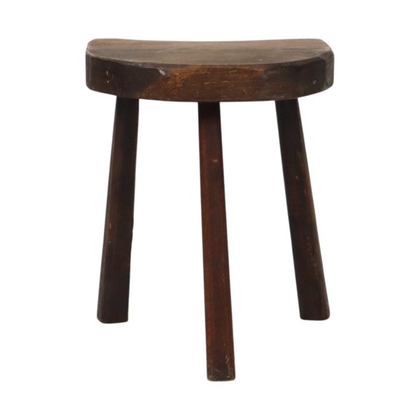 Rustieke Houten Driepoot Melkkruk Wabi Sabi Frankrijk 43cm