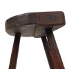 Rustieke Houten Driepoot Melkkruk Wabi Sabi Frankrijk 43cm