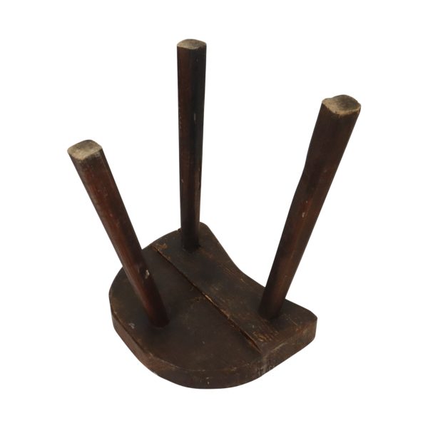 Rustieke Houten Driepoot Melkkruk Wabi Sabi Frankrijk 43cm