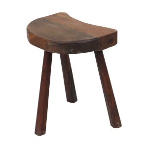 Rustieke Houten Driepoot Melkkruk Wabi Sabi Frankrijk 43cm