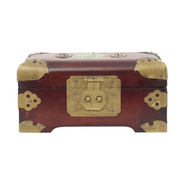 Oude Houten Chinese Juwelenkist Sierraden Doos Jade Messing Oude Houten Chinese Juwelenkist Sierraden Doos Jade Messing
