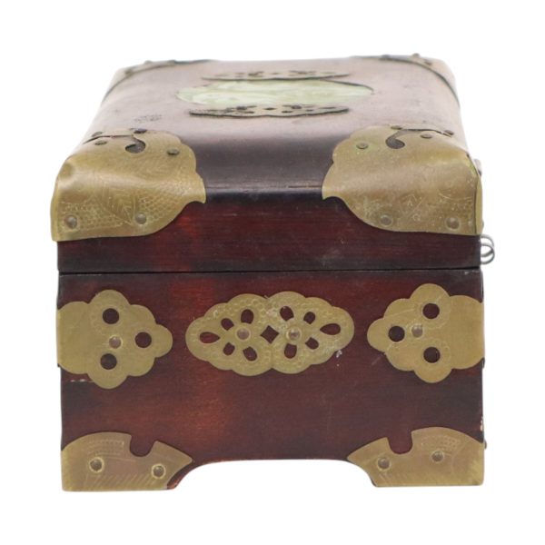 Oude Houten Chinese Juwelenkist Sierraden Doos Jade Messing Oude Houten Chinese Juwelenkist Sierraden Doos Jade Messing