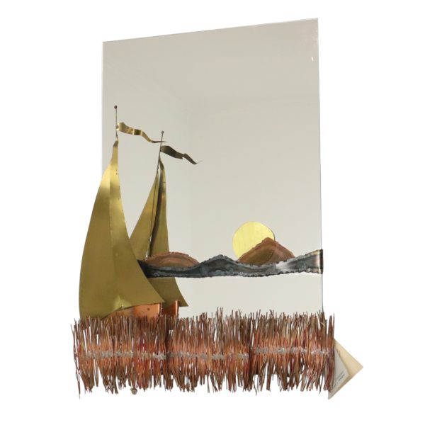 Koperen en Messing Boot Design Spiegel Daniel D'Haeseleer 1970s
