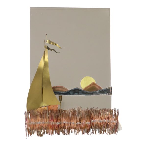 Koperen en Messing Boot Design Spiegel Daniel D'Haeseleer 1970s