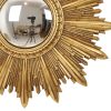 Vintage Zonnespiegel Sunburst Spiegel Bladgoud Hars 56cm