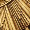 Vintage Zonnespiegel Sunburst Spiegel Bladgoud Hars 56cm