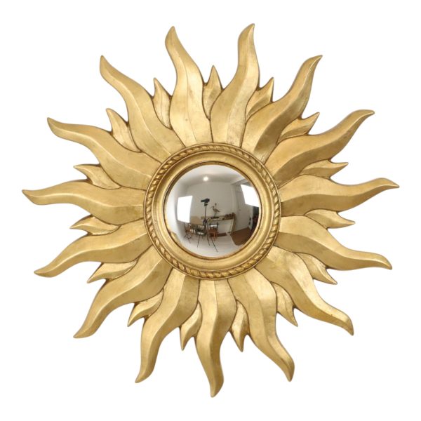 Vintage Gouden Zonnespiegel Sunburst Convex Spiegel 54cm