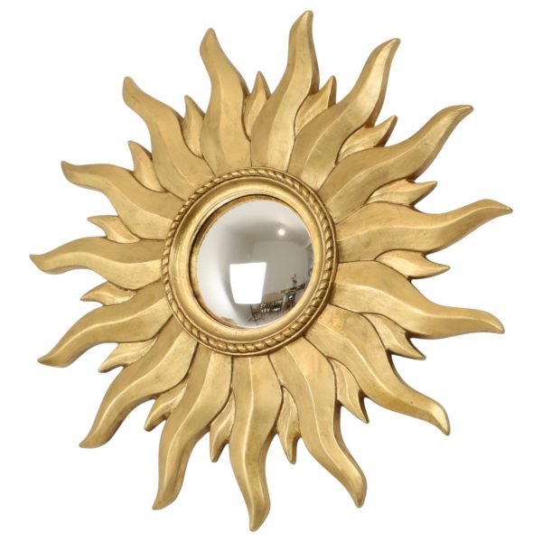 Vintage Gouden Zonnespiegel Sunburst Convex Spiegel 54cm