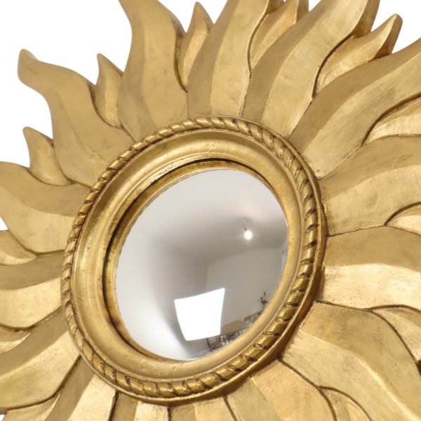 Vintage Gouden Zonnespiegel Sunburst Convex Spiegel 54cm
