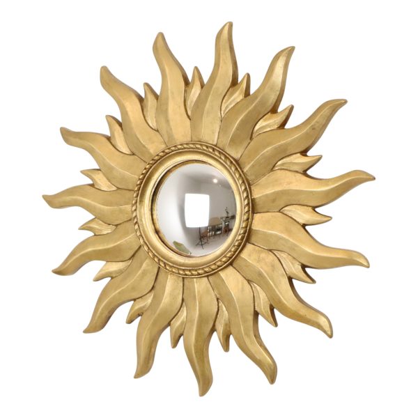 Vintage Gouden Zonnespiegel Sunburst Convex Spiegel 54cm