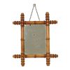 Antieke Houten Spiegel Faux Bamboe Chinoiserie 40x34cm