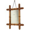 Antieke Houten Spiegel Faux Bamboe Chinoiserie 40x34cm