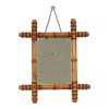 Antieke Houten Spiegel Faux Bamboe Chinoiserie 40x34cm
