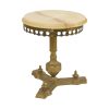 Vintage Messing Tafeltje met Rond Onyx Marmeren Blad
