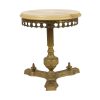Vintage Messing Tafeltje met Rond Onyx Marmeren Blad