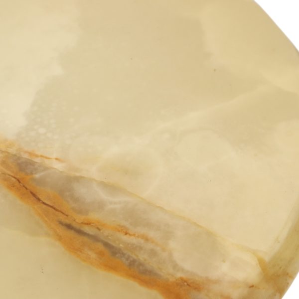Vintage Messing Tafeltje met Rond Onyx Marmeren Blad