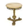 Vintage Messing Tafeltje met Rond Onyx Marmeren Blad