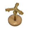 Vintage Messing Tafeltje met Rond Onyx Marmeren Blad