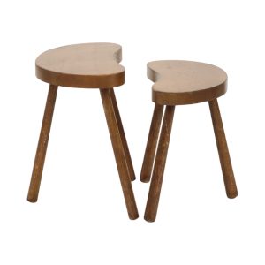 Vintage Houten Krukjes Niervormige Nesttafels Massief Hout