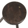 Oude Rustieke Driepoot Kruk Massief Gebeitst Hout 45cm Oude Rustieke Driepoot Kruk Massief Gebeitst Hout 45cm