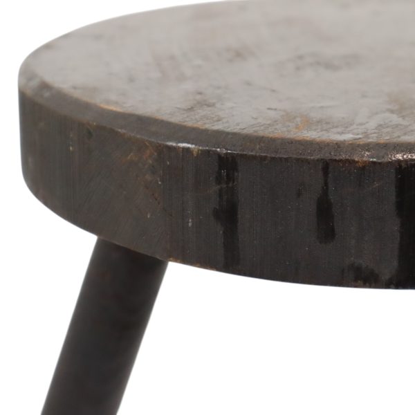 Oude Rustieke Driepoot Kruk Massief Gebeitst Hout 45cm Oude Rustieke Driepoot Kruk Massief Gebeitst Hout 45cm