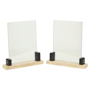 Set van 2 Art Deco Fotolijsten Zwart Beige Marmer 26cm