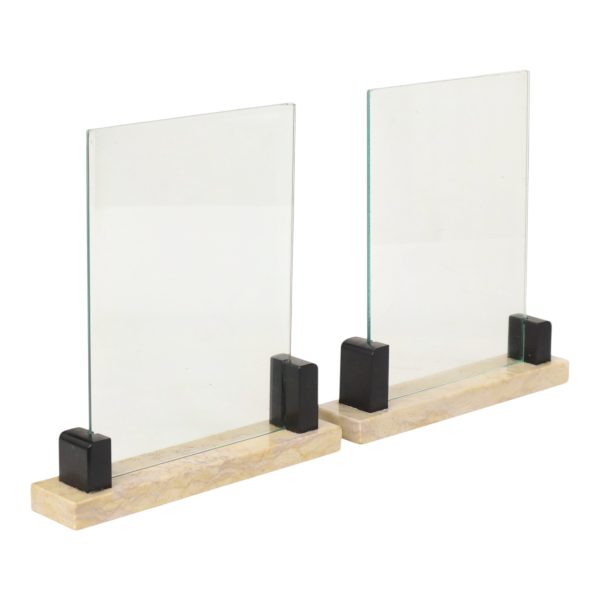 Set van 2 Art Deco Fotolijsten Zwart Beige Marmer 26cm