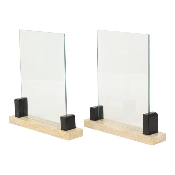 Set van 2 Art Deco Fotolijsten Zwart Beige Marmer 26cm