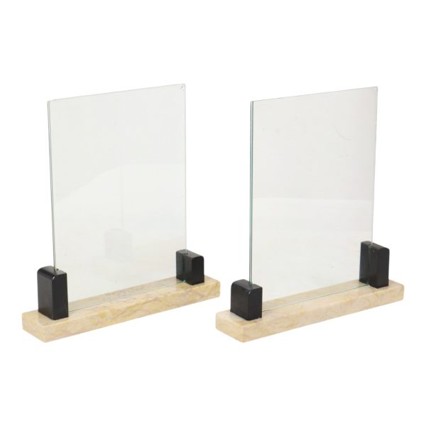 Set van 2 Art Deco Fotolijsten Zwart Beige Marmer 26cm