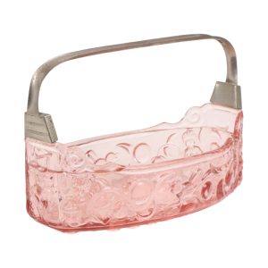 Franse Roze Jardinière Schaal Cherubijnen Vogels Depression Glass